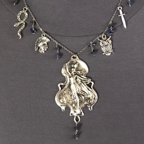 Athena Minerva Greek Roman Goddess Wisdom & War Handmade Necklace, Lapis Lazuli - Picture 8 of 15